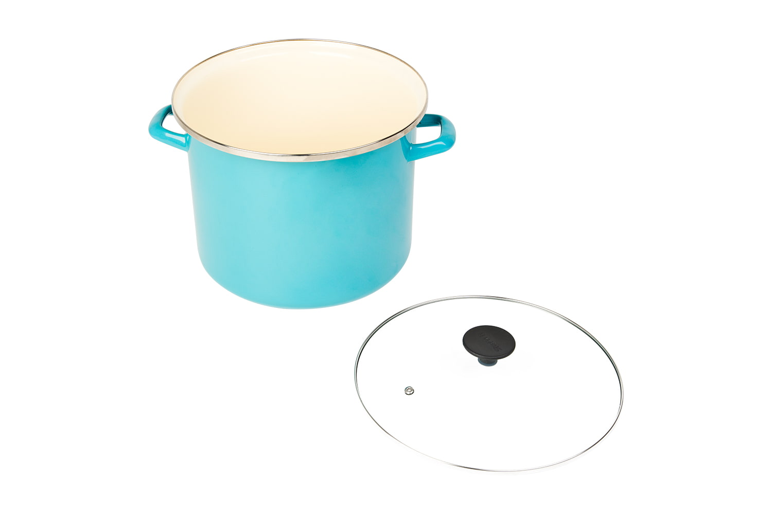 Panci Baja Enamel Peralatan Masak 12qt/26Cm dengan Pegangan dan Tutup, XL Besar, Antilengket Khusus